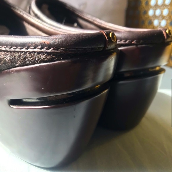 Cole Haan/Nike Air Brown Faux Animal Hair Wedge Mules Like New Size 10 - Picture 6 of 13